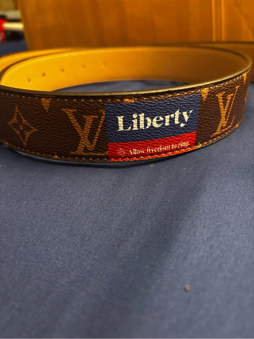 Brand New (I have a Dream ) Brown Monogram Belt with Yellow Patch and LV Buckle